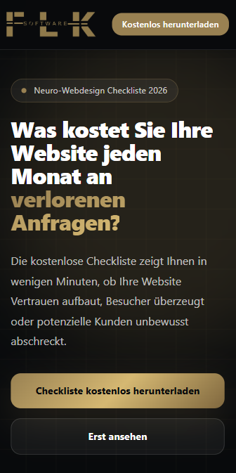 Mobile Ansicht der Neuro-Webdesign-Checkliste von FLK Software