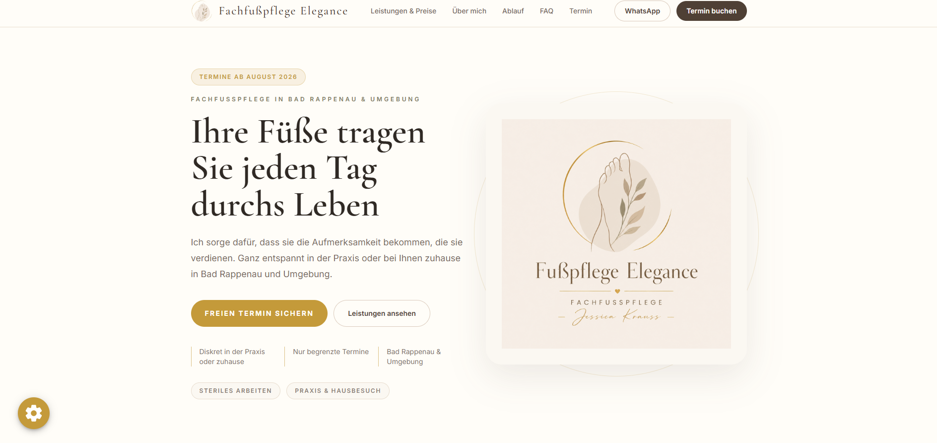 Desktop-Ansicht der Referenzwebsite Fußpflege Elegance