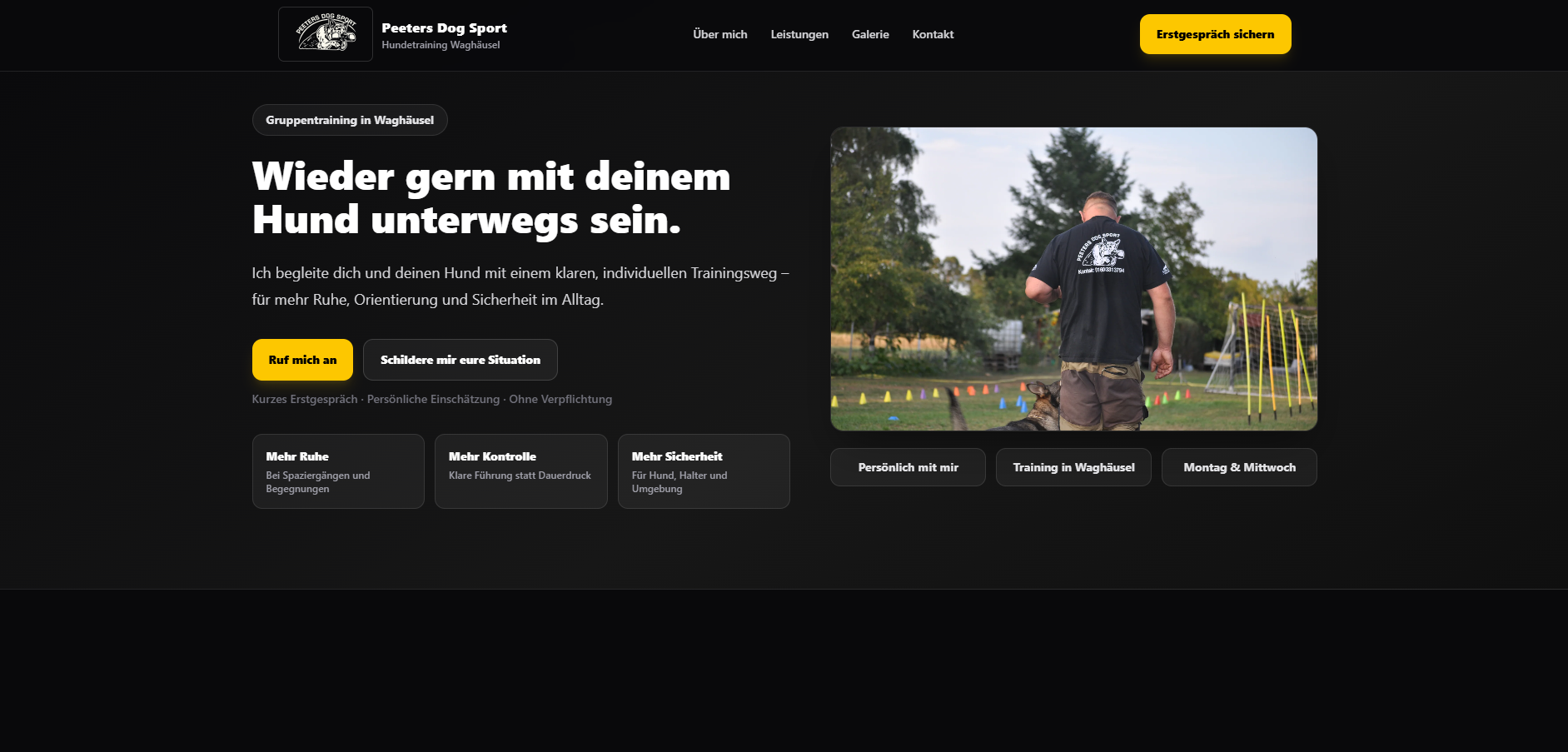Website von Peeters Dogsport
